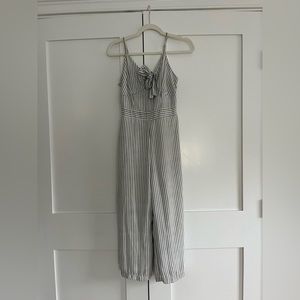 Japna grey and white striped pants jumpsuit